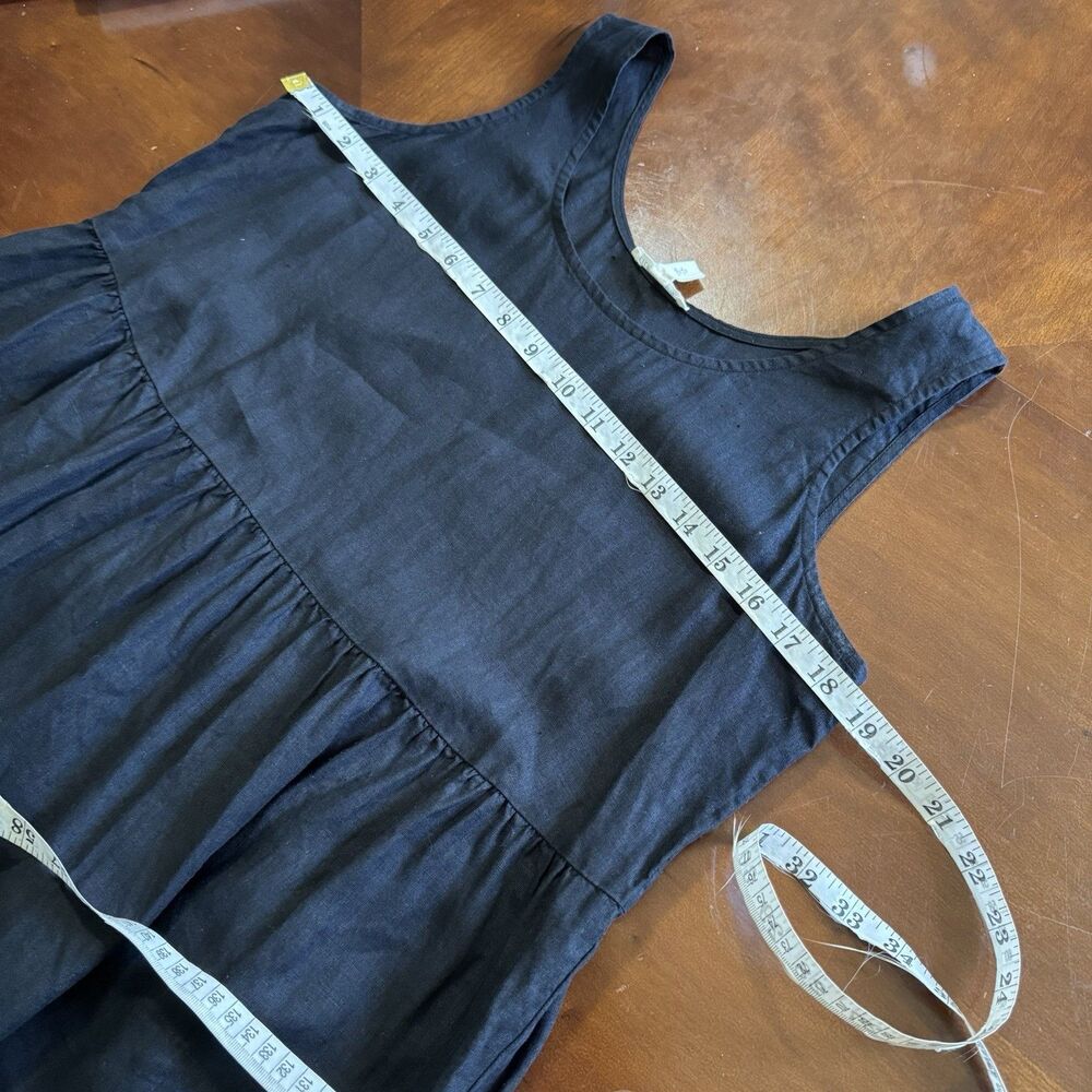 Eileen Fisher Linen Tiered Dress Womens Sz Small Black Midi Coastal Minimalist - Picture 10 of 15